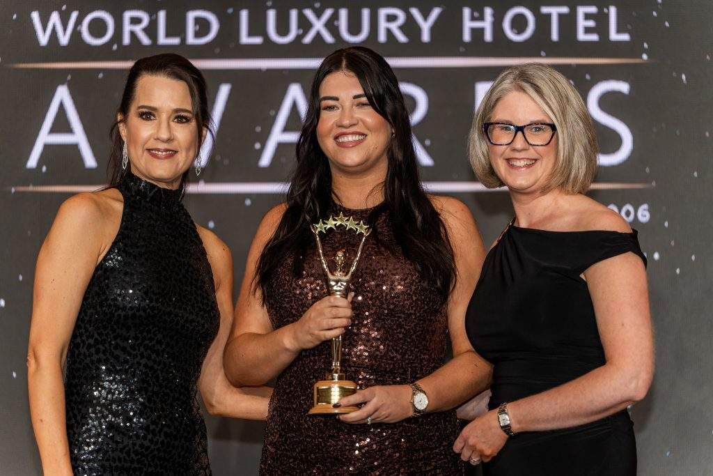  Megan Wright, Director of Revenue and Sales at Galgorm Collection accepts the award for Luxury Resort Global Winner at the World Luxury Hotel Awards held in Barcelona.