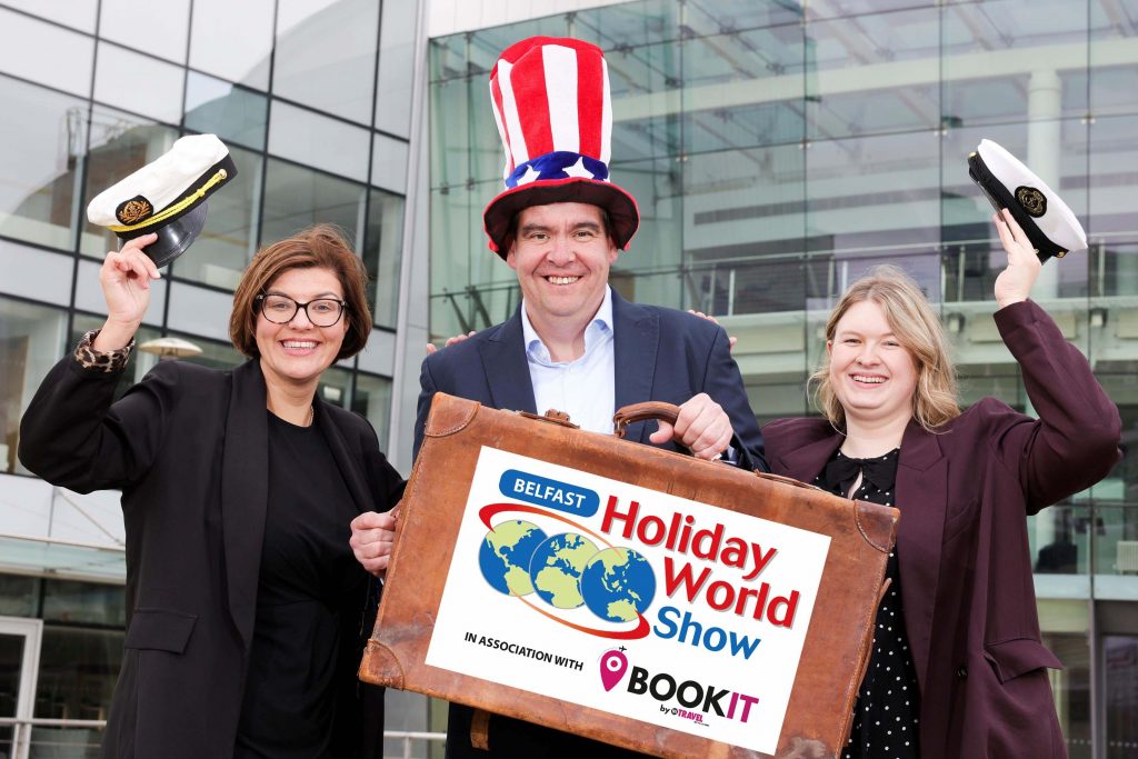 HOLIDAYS ARE COMING: Northern Ireland’s biggest holiday fair returns to Belfast in January, promising to help banish those post-Christmas blues and transform January from one of the most depressing months of the year into a time of excitement and anticipation for holidaymakers. Now in its 33rd year, Holiday World Show Belfast in association with Bookit by NI Travel News will take place at the ICC Belfast at The Waterfront Hall from Friday January 9 until Sunday January 11. The three-day event will showcase a huge choice of holiday options at home and abroad, featuring international tourist boards, destinations, airlines, ferry companies, hotels and B&Bs, visitor attractions, travel agencies and a vast range of service providers. Having a ball at the launch are (l-r) Maria Hourican (right), CEO of event organiser Business Exhibitions Ltd, with Deborah Harris from Belfast International Airport, partner of the event’s Trade and Media Morning, and Jonathan Adair of headline sponsor Bookit by NI Travel News, an online travel hub that offers members a range of weekly holiday deals and membership discounts. For more information, visit www.holidayworldshowni.com.   